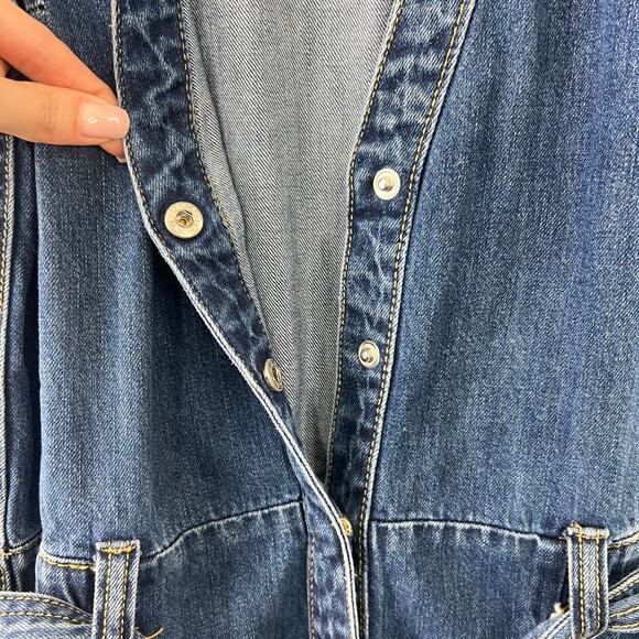 Happy x Nature Kate Hudson Denim Jumpsuit Belted Pockets V-Neck Cotton Size 2 - Picture 6 of 12